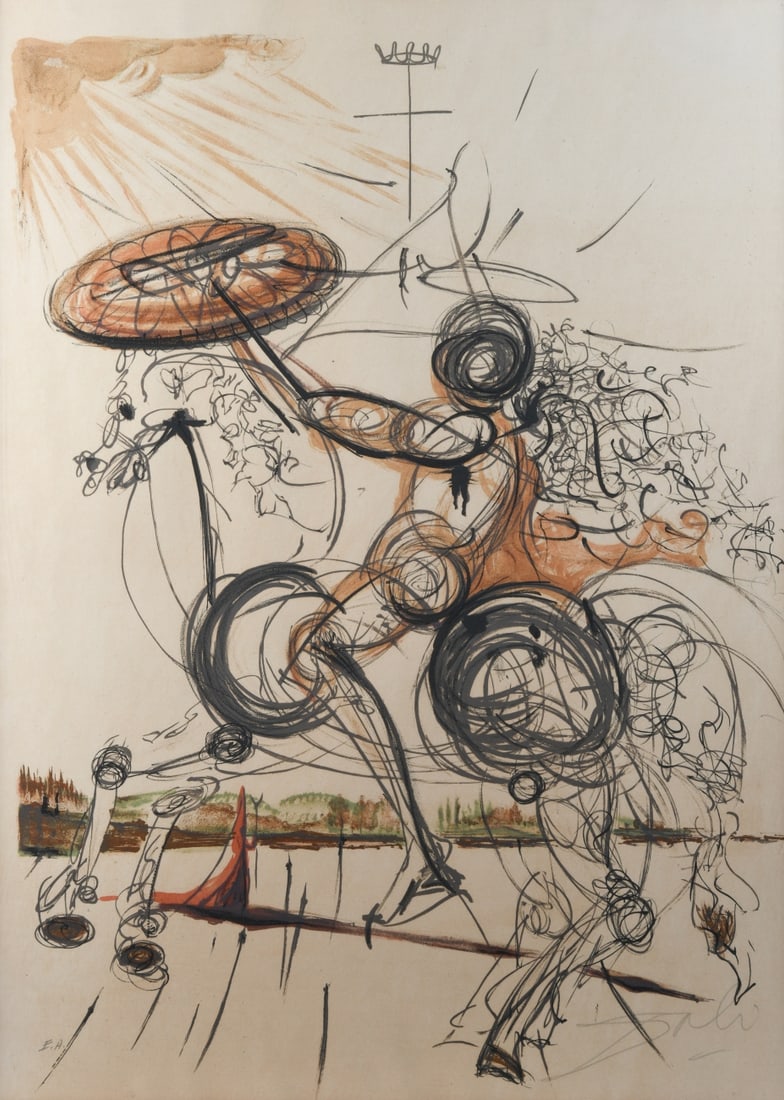 Salvador Dali, Crazy Horse: Color lithograph on paper. Artist's proof, inscribed "E.A." and signed in pencil, lower margin. Printed by Desjobert, Paris; published by Yamet Arts, New York. Literature: Michler & Lopsinger 1158; Fi