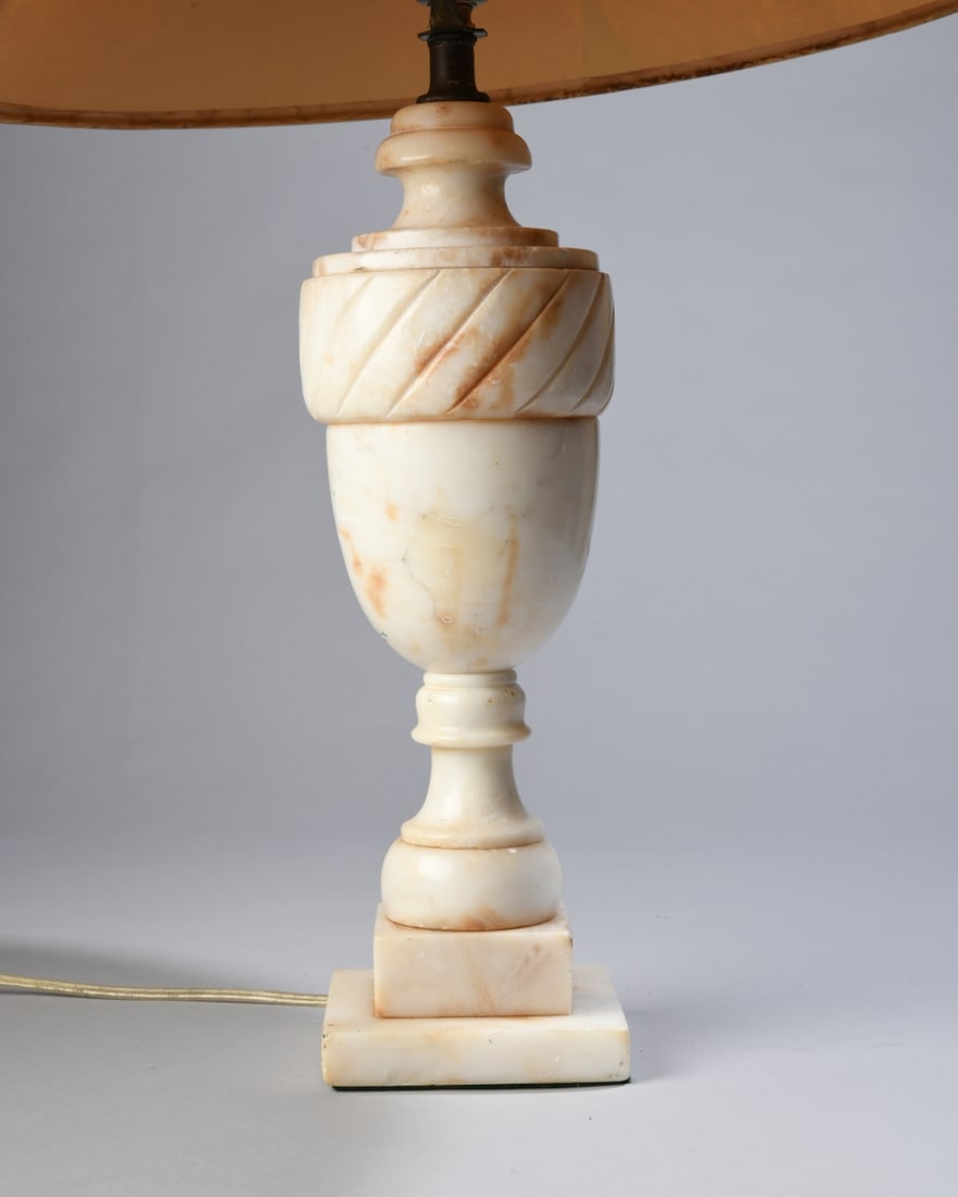 Alabaster Table Lamp with Decoupage Shade - 2