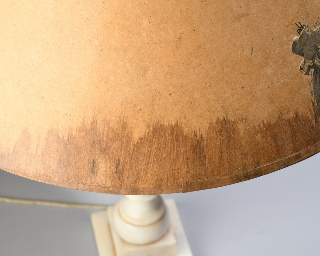 Alabaster Table Lamp with Decoupage Shade - 5