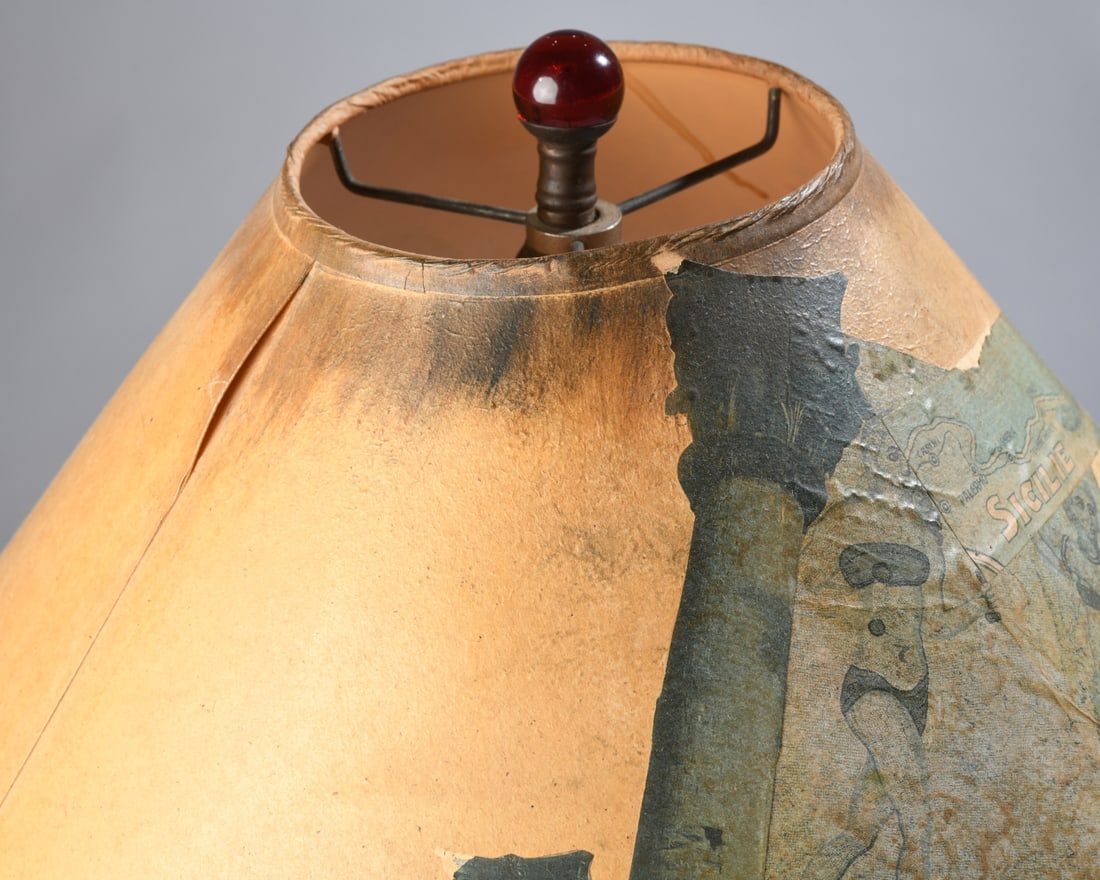 Alabaster Table Lamp with Decoupage Shade - 7