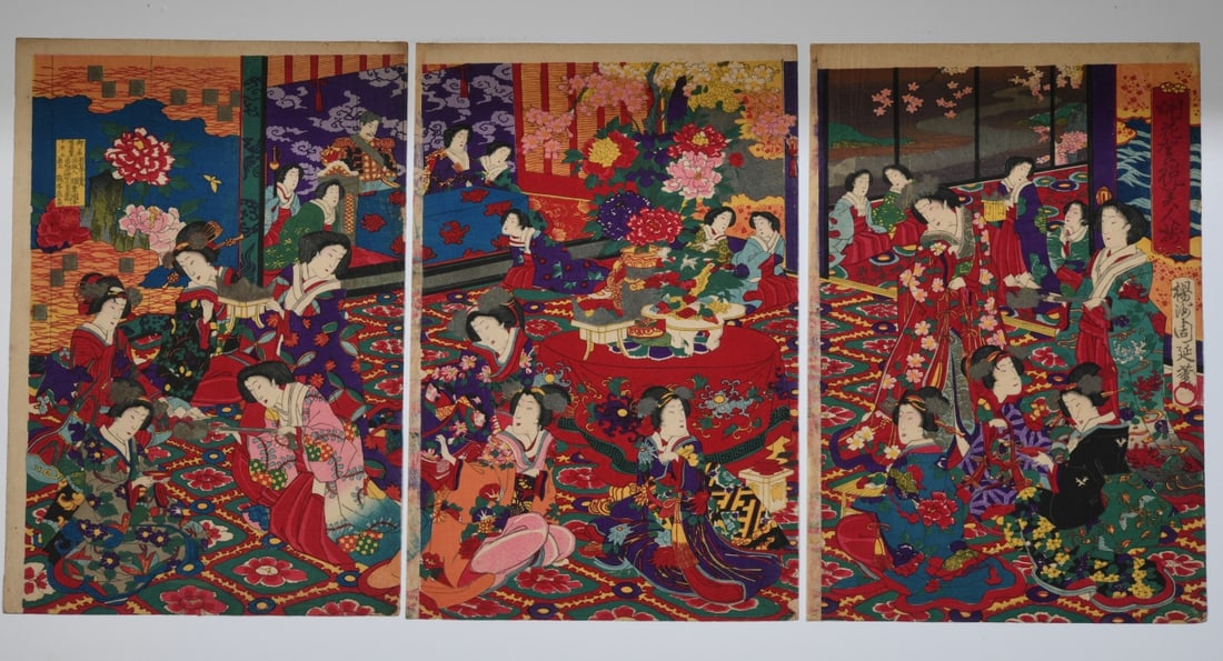 Yoshu Chikanobu Woodblock Triptych (1 of 7)