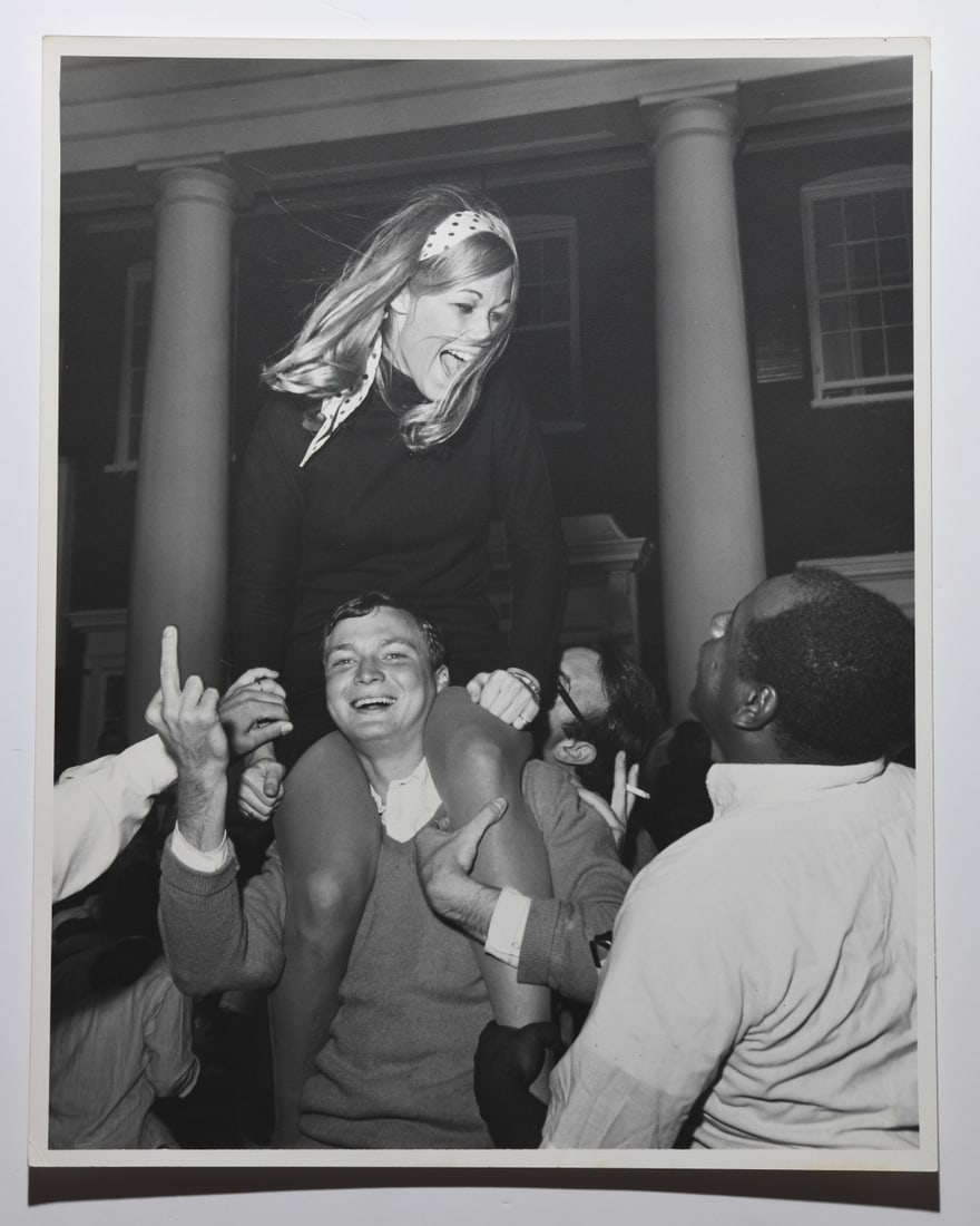 Ed Roseberry (American, 1925 - 2022) 10 Photos: 10 photographs depicting Greek and party life at the University of Virginia and Charlottesville in the 1960s, most with red stamped "PHOTOGRAPHED BY ED ROSEBERRY" and date to verso. Most approx. 14"