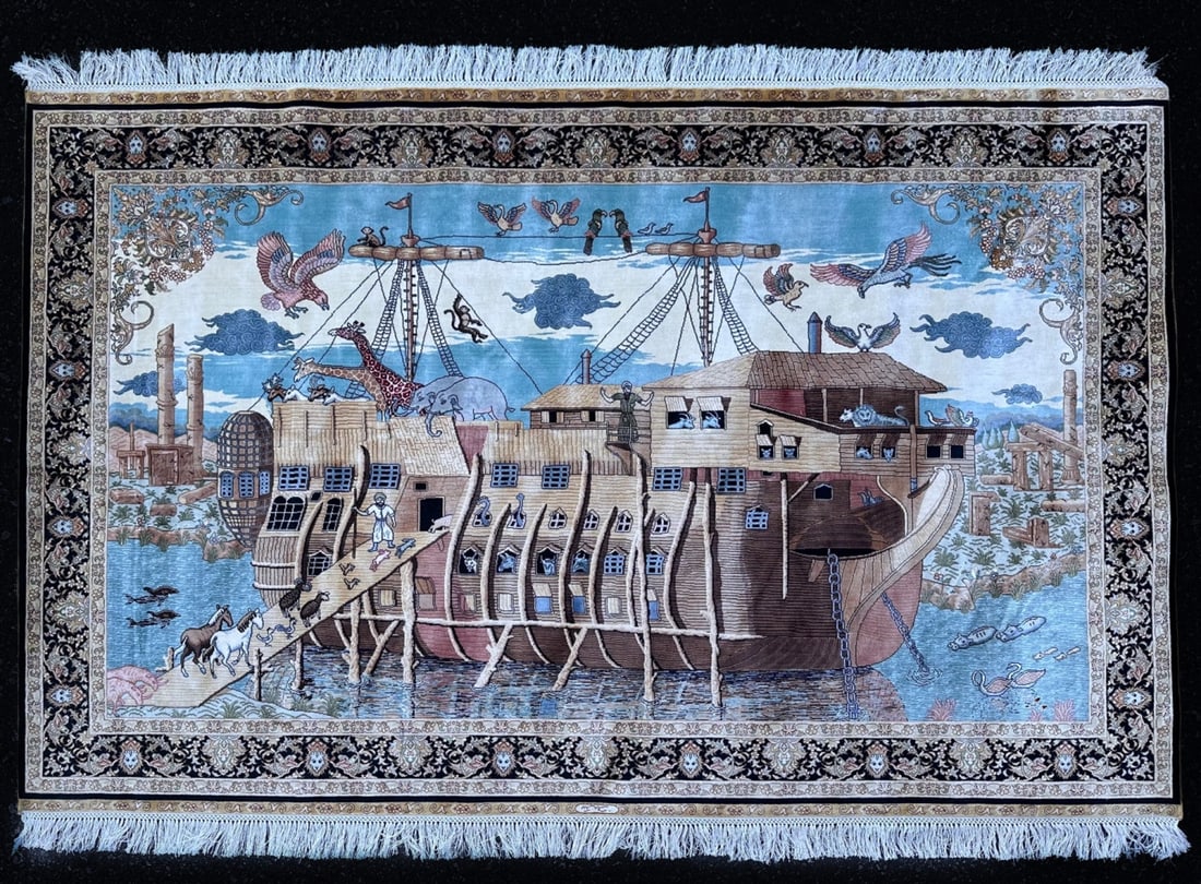 Fine Silk Persian Pictorial Rug / Wall Tapestry (1 of 6)