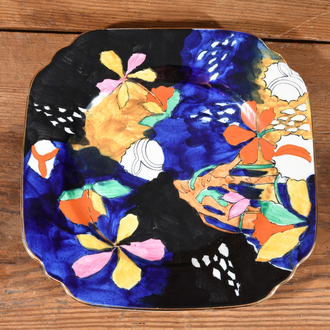 Molly Hancock Corona Ware Plate: S. Hancock & Sons Corona Ware "Cremorne" Plate - Designed by Molly Hancock. Two small chips to underside rim. Dimensions approx. 8 5/8" x 8 5/8". Provenance: The Collection of David B. Lawall. Our pri