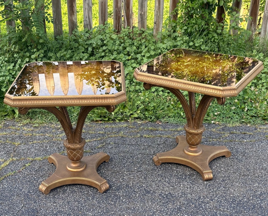 Pair of Hollywood Regency Pedestal Tables (1 of 8)