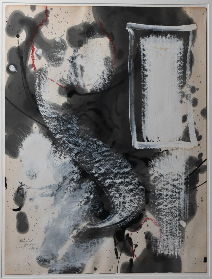 Howard Mehring (American, 1931 - 1978): Abstract mixed media on paper, signed, titled "#5," and dated 1960 lower left. Framed. Sheet: approx. 24" x 18". Frame: approx. 27" x 20 3/4". Provenance: The Collection of David B. Lawall. Our