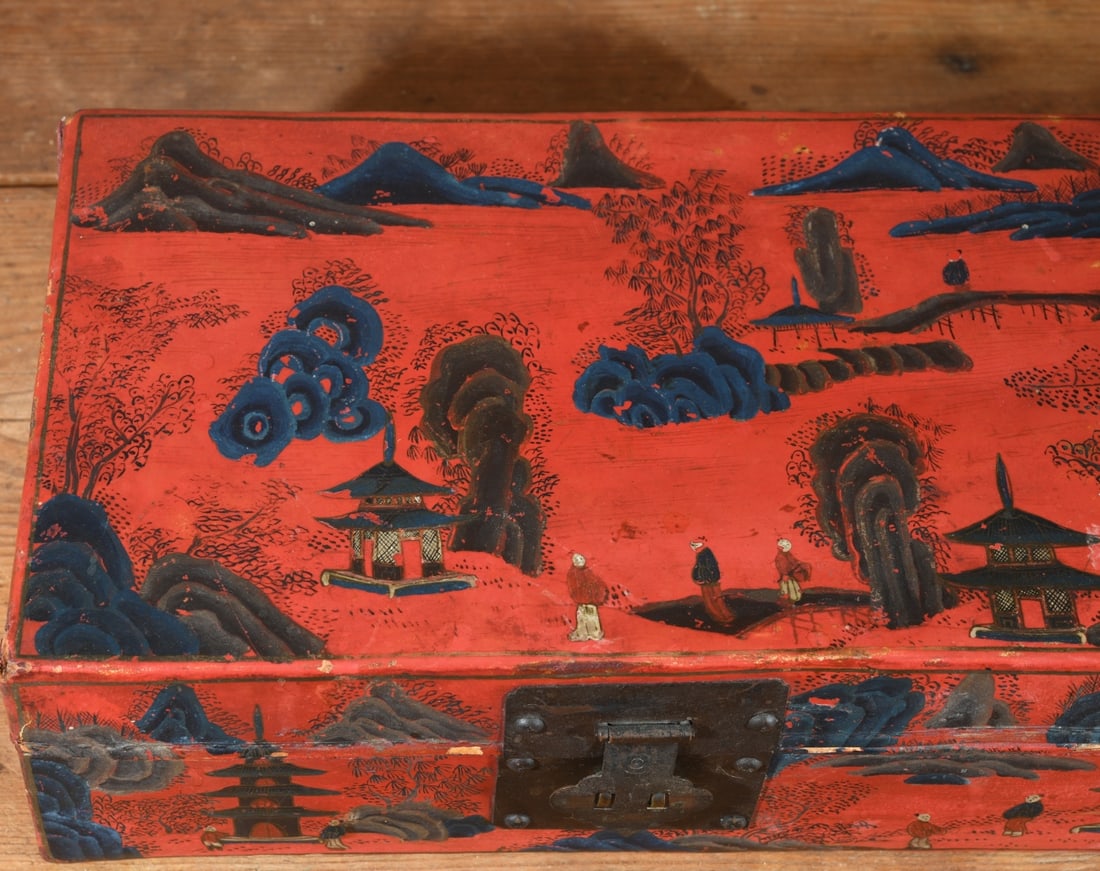 Antique Chinese Leather Document Box - 2