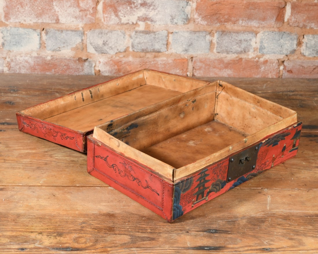 Antique Chinese Leather Document Box - 5
