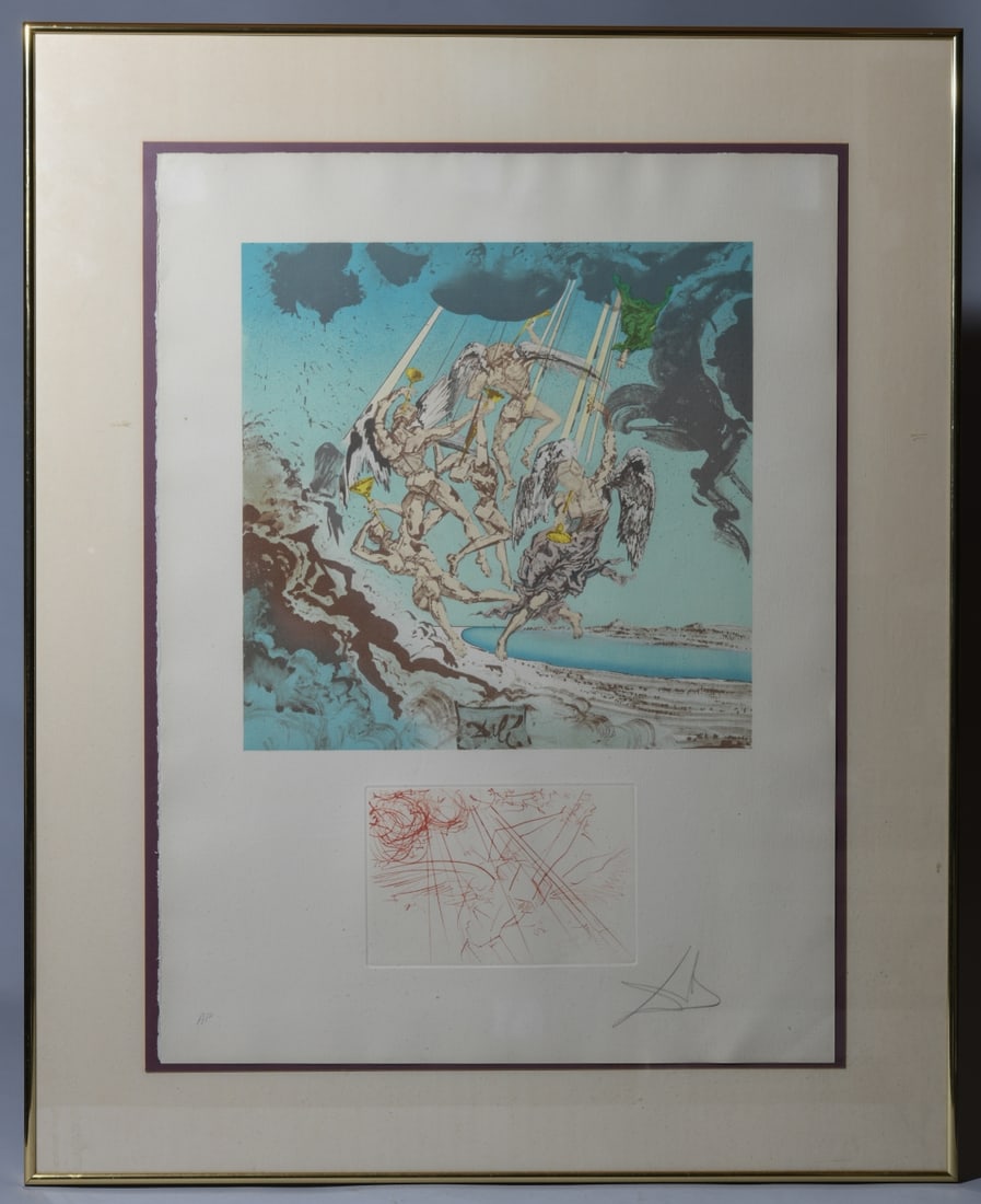 Salvador Dali, Return of Ulysses: Salvador Dali (Spanish, 1904-1989), Return of Ulysses, 1977, from the Hommage a Homere suite, color photolithograph with engraved vignette on paper, signed in pencil lower right, inscribed "AP" lower