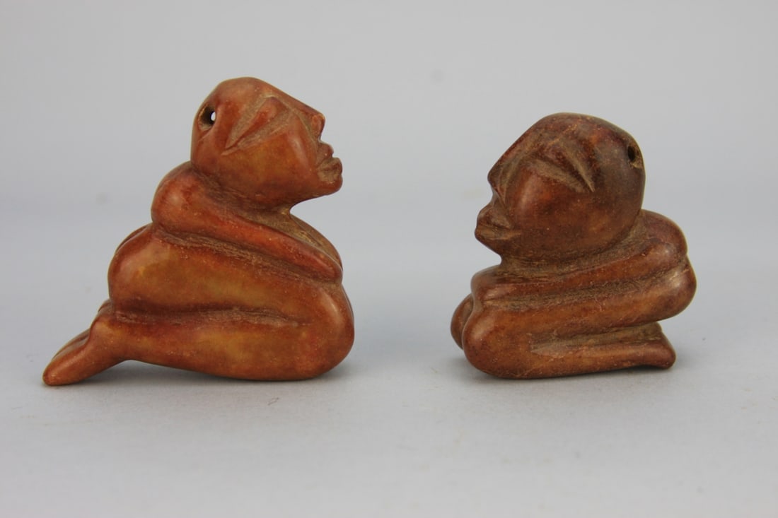 Two Chinese Russet Hardstone / Jade Carvings (1 of 10)