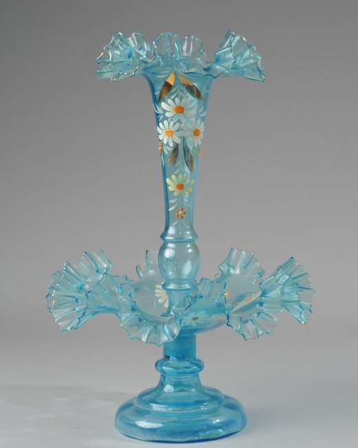 Hand Painted Blue Glass Epergne (1 of 6)