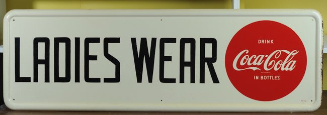 Vintage Metal Coca-Cola Sign, "Ladies Wear" (1 of 10)