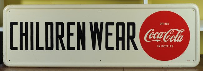 Vintage Metal Coca-Cola Sign, "Children Wear" (1 of 9)