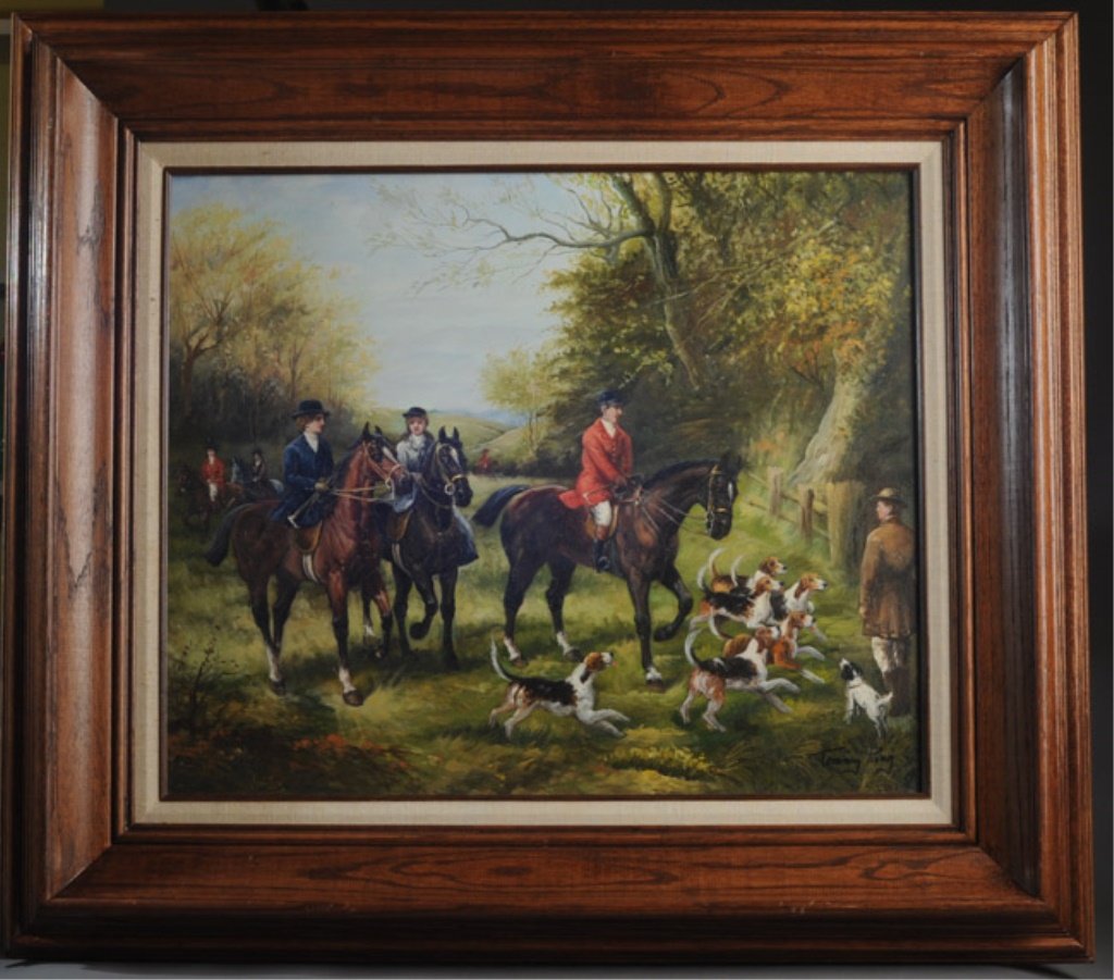 Signed Oil on Canvas Hunt Scene by Tommy King (1 of 5)