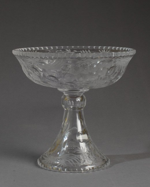 Cut Glass Compote Signed "Libbey". (1 of 7)