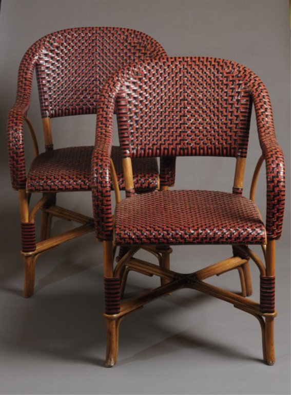 Pair of Rattan Bentwood Chairs: H: approx. 34". W: approx. 23 1/2". D: approx. 22".