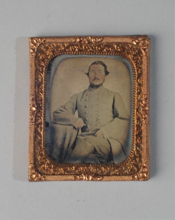 Ambrotype of a Civil War Soldier: Visible image: approx. 2 1/2" x 2".