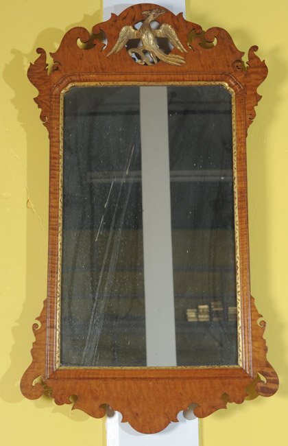 19th C. Chippendale Tiger Maple Mirror (1 of 3)