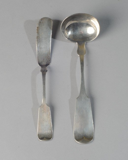 19th C. Coin Silver Ladle and Butter Knife (1 of 4)