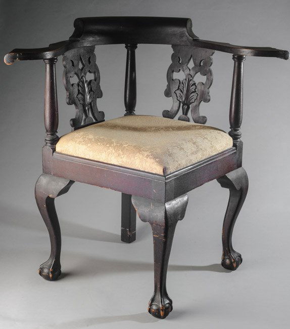 Early 20th C. Mahogany Chippendale Corner Chair (1 of 5)