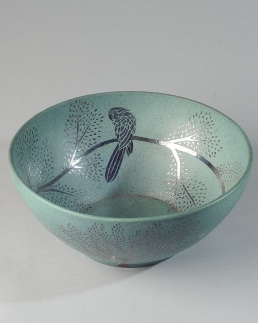 Mexican Los Castillo Metal and Silver Overlay Bowl (1 of 5)