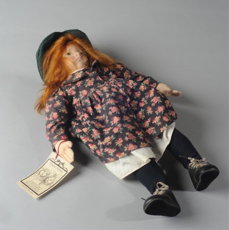 Wistful Children "Carly" Doll: Copyright 1989 Nancy Latham, each doll in this series is individually dressed with hand painted molded face. L: approx. 23".