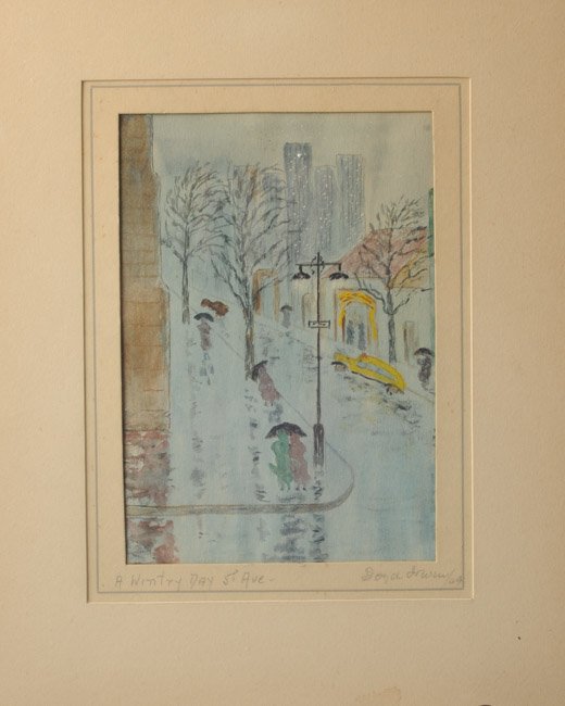 Boyd Irwin, Watercolor "A Wintry Day 5th Ave." (1 of 4)