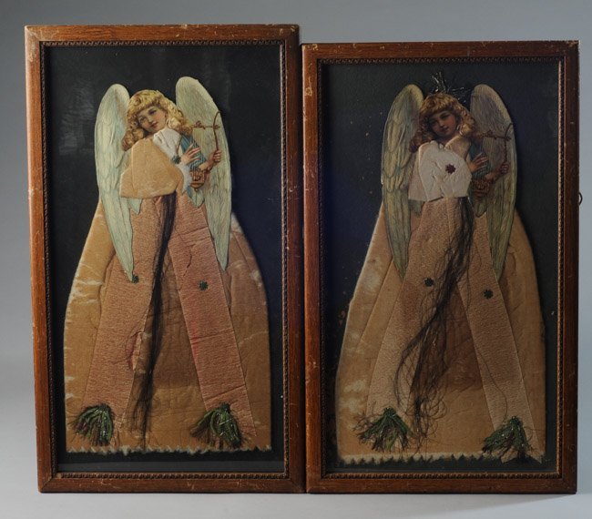 Pair Victorian Pressed Paper Angels (1 of 3)