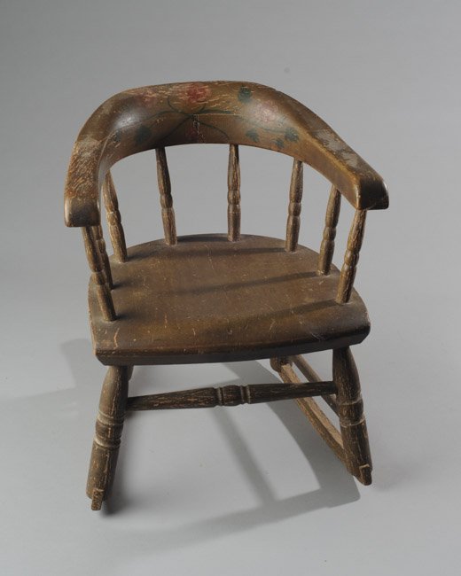 19th C. Child's Rocker: Hand painted design.