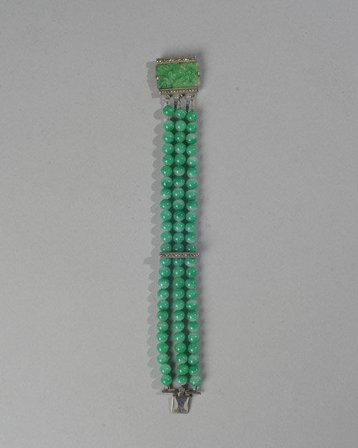 Antique Silver and Jade Bead Bracelet (1 of 4)