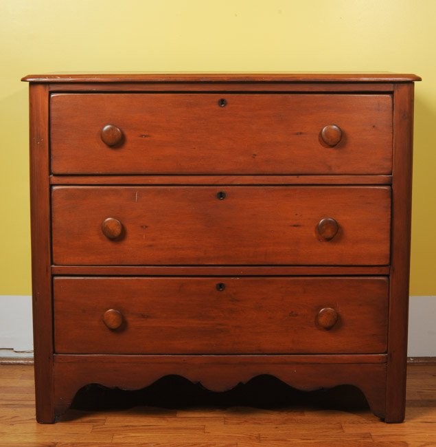 19th C. Country Pine Three Drawer Chest (1 of 6)