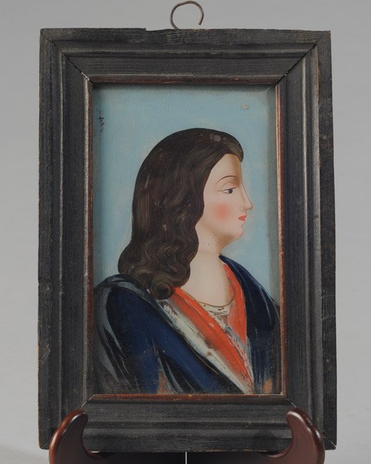 19th C. Reverse Painting of Young Lady (1 of 3)