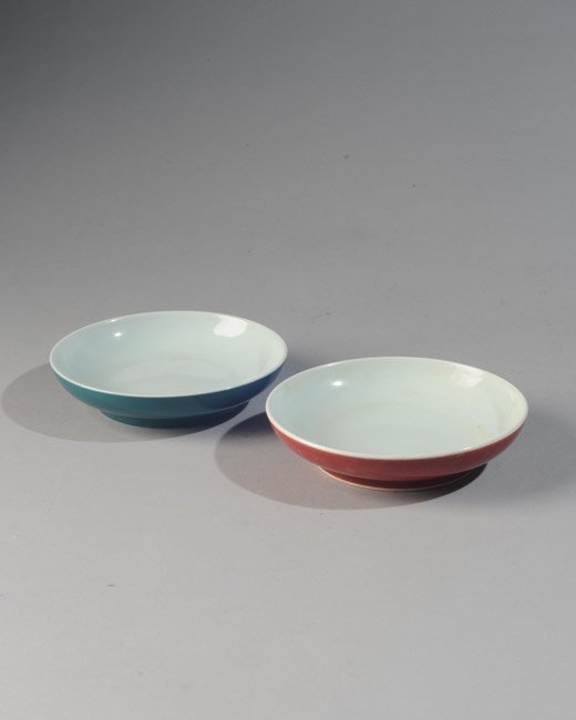 Two Chinese Monochrome Glazed Shallow Bowls (1 of 5)