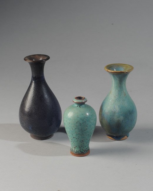 Three Chinese Jun Glazed Cabinet Vases (1 of 2)