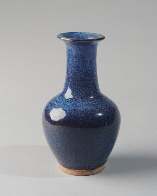 Chinese Shiwan Pottery Blue Flambe Glazed Vase (1 of 3)