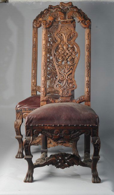 Pair 19th C. Continental Carved Side Chairs (1 of 6)