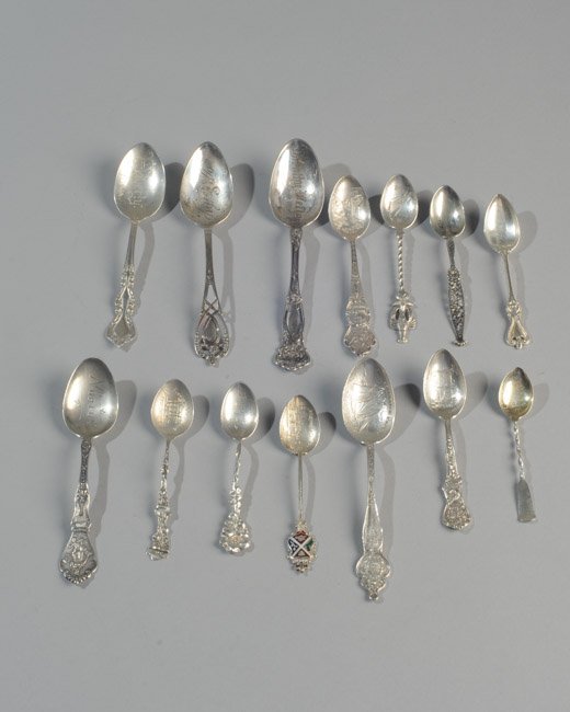 Lot of 14 Sterling Silver Souvenir Spoons (1 of 6)