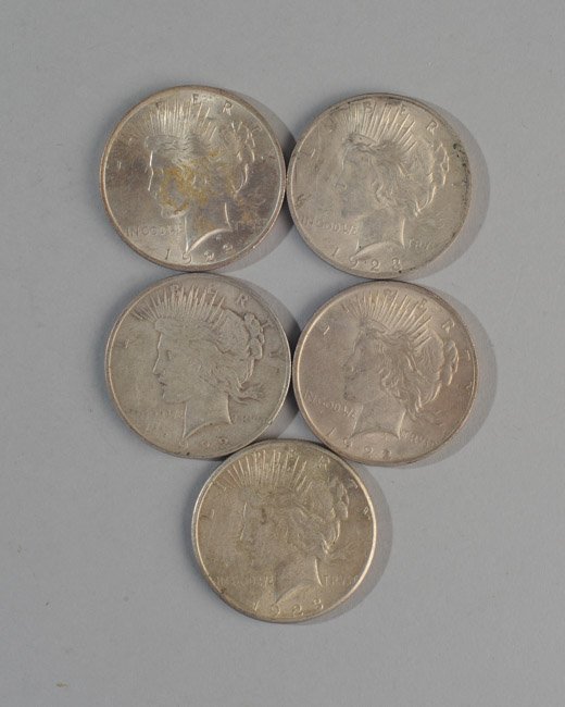 Five Peace Silver Dollars (1 of 4)