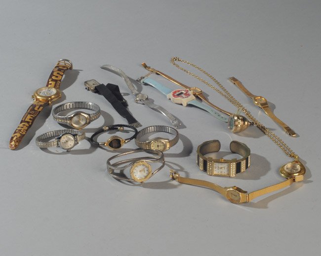 Lot of Wristwatches & Neck Watches: Including Gruen 17 jewel, Westclox 17 jewel, Seiko, Austin, Timex Carriage, Guess, Kim Roberts, etc.