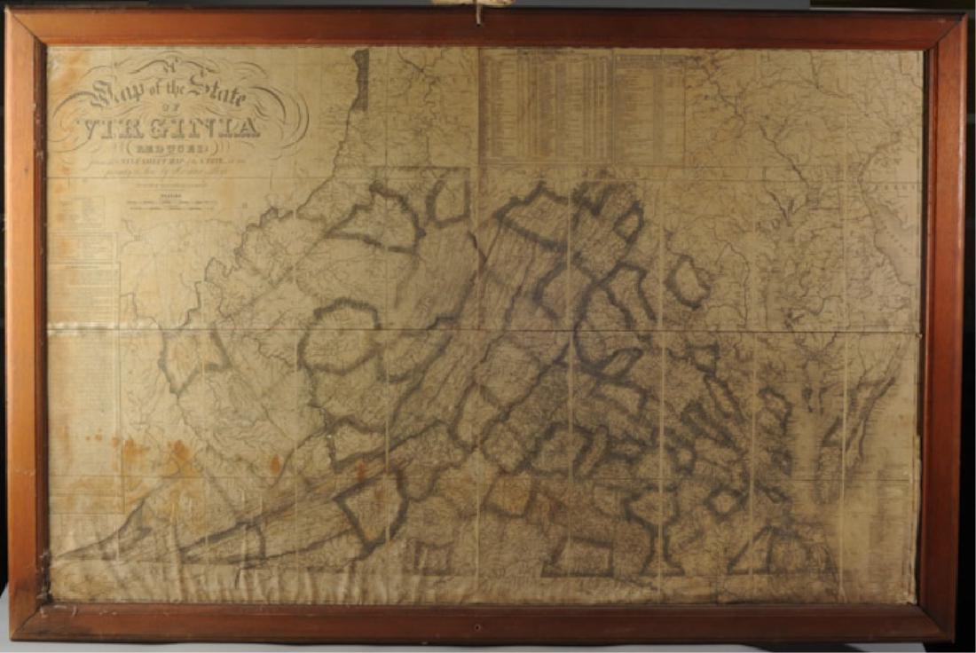 Copy of Map of Virginia by Herman Boye: The original dating to 1827 / 28 was engraved by H. S. Tanner and E. B. Dawson. Considered to be one of the first official state maps of Virginia. Multiple condition issues, including (but not limited