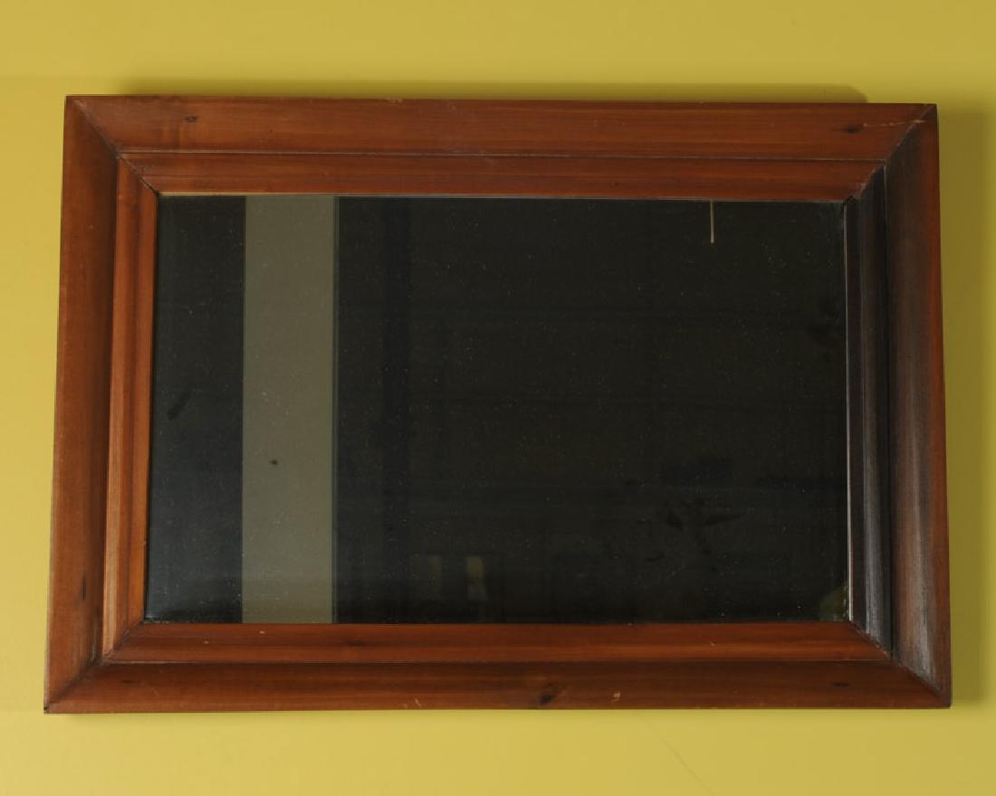 Rectangular Mirror: In pine frame. Approx. 16 1/2" x 24".