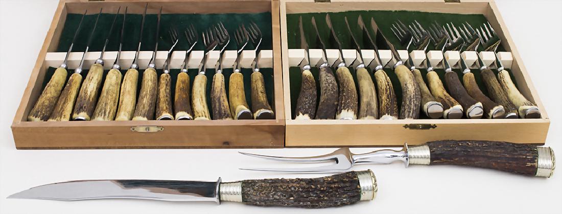 Jagdbesteck 12 tlg. mit Fleischmesser und -gabel / A (1 of 2)
