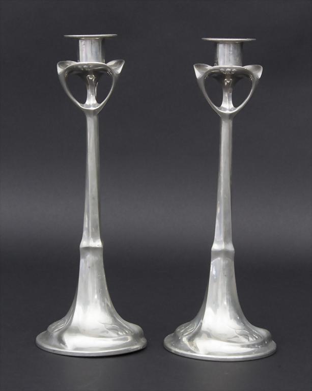 Paar Jugendstil Zinnleuchter / A pair of Art Nouveau (1 of 6)