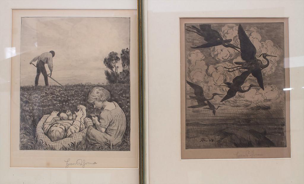 Hans Thoma (1839-1924), 2 Radierungen 'Wundervögel III' (1 of 5)