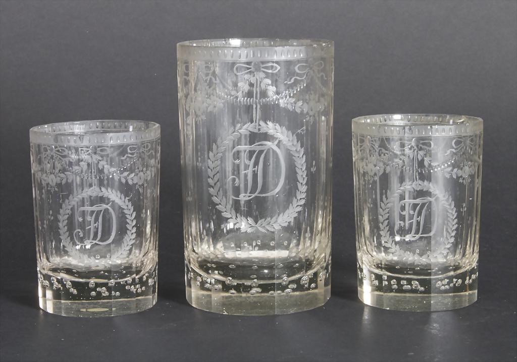 Satz 3 Louis-seize Trinkgläser / A set of 3 Louis XVI (1 of 6)