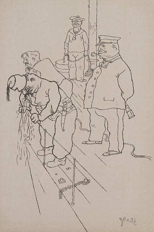 Georges Grosz (1893-1959), 'Seekrank' / 'Seasick' (1 of 4)