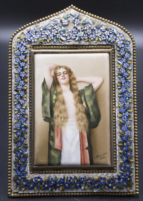 Porzellanbild Damenbildnis / A porcelain picture of a (1 of 5)