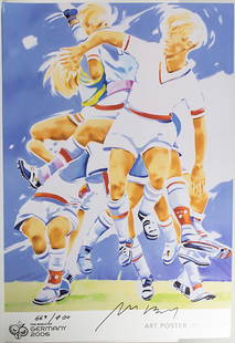 Norbert Bisky (*1970), 'FIFA 2006' / 'FIFA 2006', 2006: Norbert Bisky (*1970), 'FIFA 2006' / 'FIFA 2006', 2006 Technik: Offsetfarblithografie auf dickem Karton, Signatur: unten rechts handsigniert, unten links nummeriert 669/900, Maße: 97 x 66 cm, Zustand