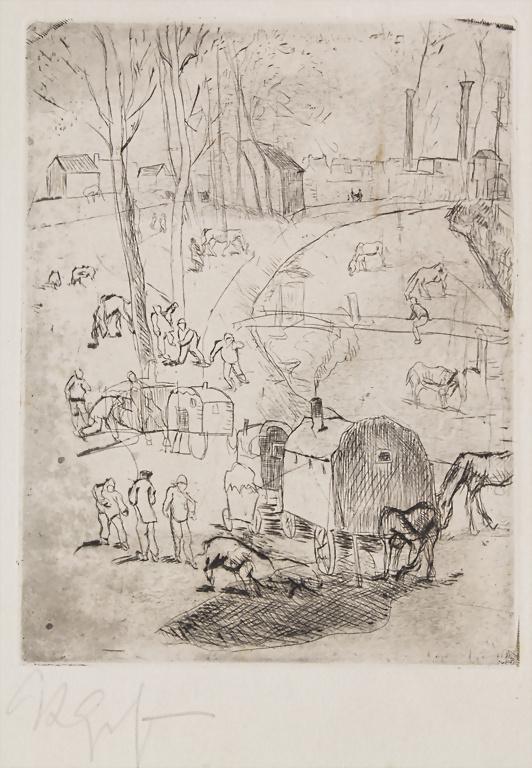 Konvolut aus 9 Druckgrafiken / A convolute of 9 prints: Konvolut aus 9 Druckgrafiken / A convolute of 9 prints bestehend aus: zwei Ansichten von Joseph Pennell, Grafiken von Ferdinand Schmutzer, Rudolf Grossmann, Rudolf Jettmer, ein Mannheimer Künstler Wa