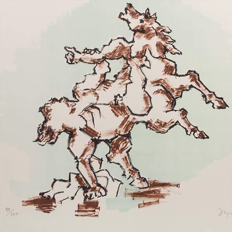 Jacques Lipchitz (1891-1973), 'Prometheus' Technik:: Jacques Lipchitz (1891-1973), 'Prometheus' Technik: Farblithografie auf Velin (Il Bisonte), Signatur: unten rechts mit Bleistift signiert, unten links nummeriert '41/100', Blattmaße: 57,5 x 65,5 cm,